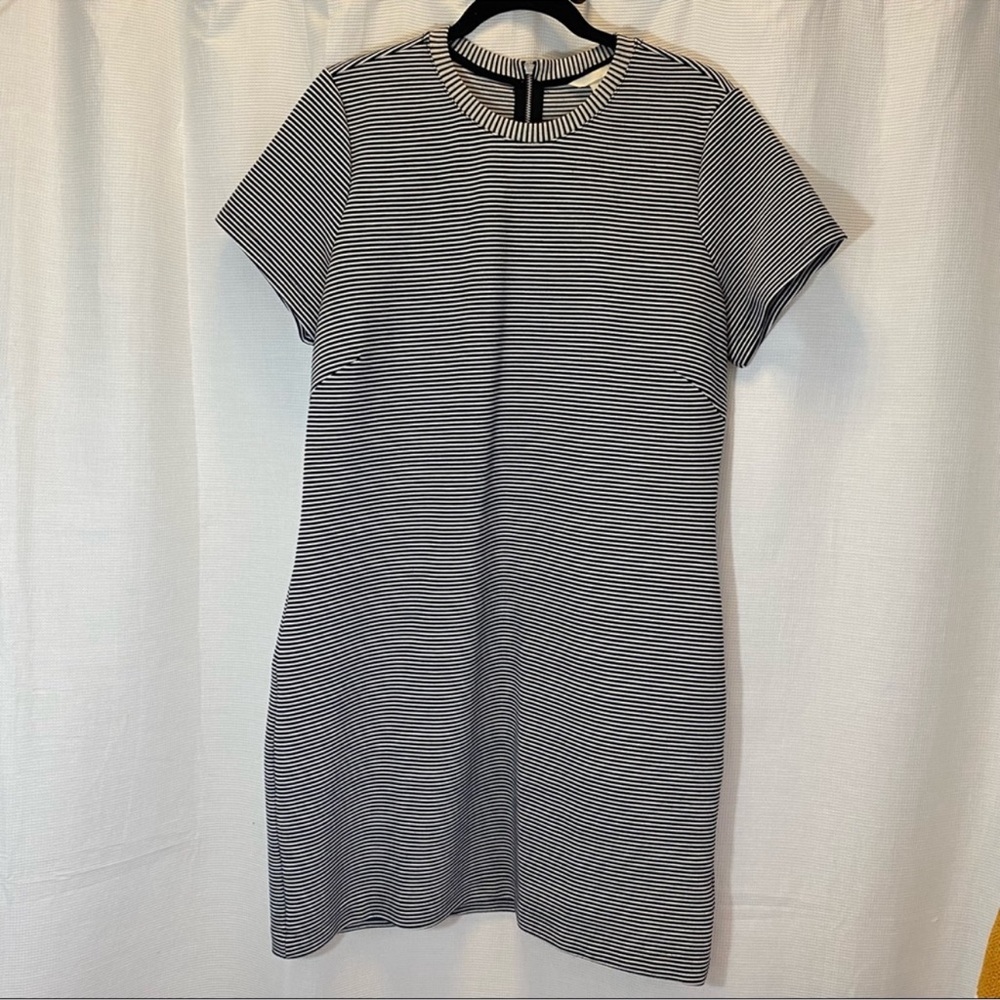 H&M Black & Grey Micro Striped Mini Dress